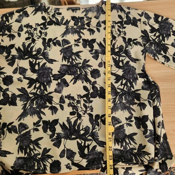 west kei womens floral‎ tie waist 3/4 sleeve top blouse shirt size S made in USA - Picture 8 of 8